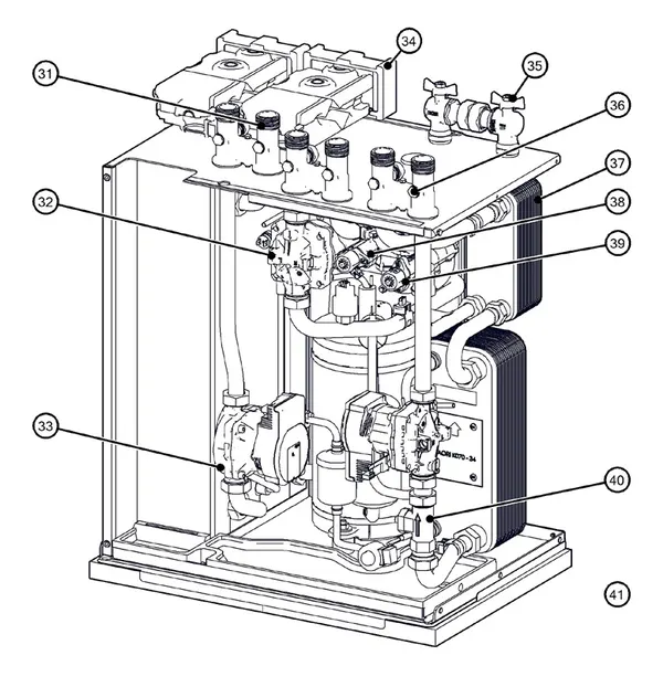 Exploded view Itho Daalderop 5e generatie WPU 35-I (03-00683): Hydraulisch