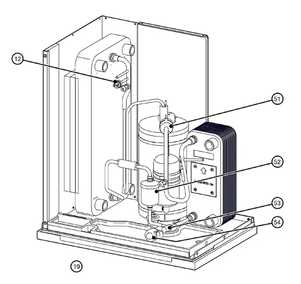 Exploded view Itho Daalderop 5e generatie WPU 35-I (03-00683): Koelzijdig