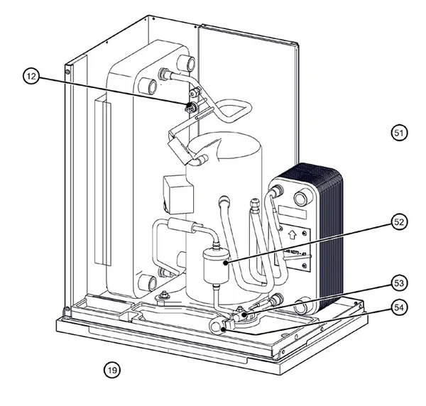 Exploded view Itho Daalderop 5e generatie WPU 45-I (03-00684): Koelzijdig