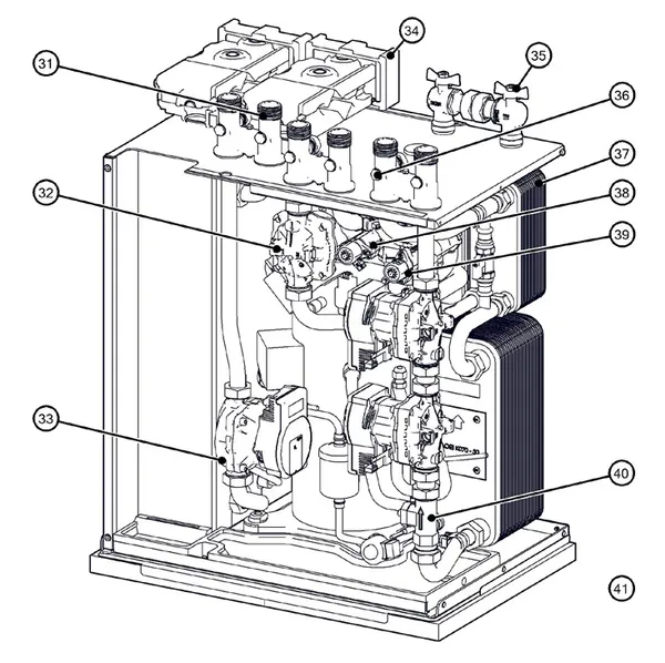 Exploded view Itho Daalderop 5e generatie WPU 55-I (03-00685): Hydraulisch