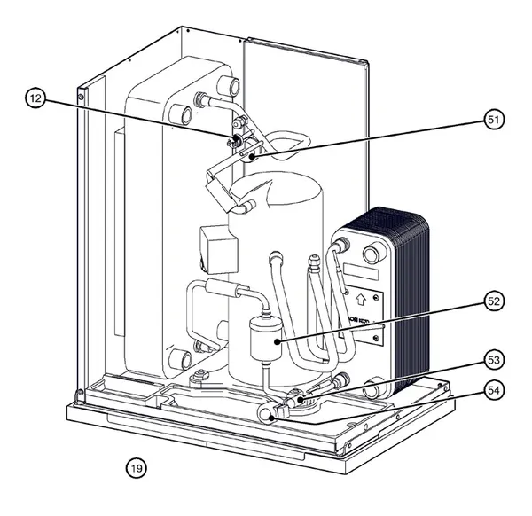 Exploded view Itho Daalderop 5e generatie WPU 55-I (03-00685): Koelzijdig