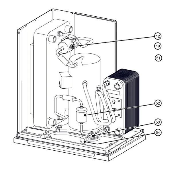Exploded view Itho Daalderop 5e generatie WPU 65-I (03-00686): Koelzijdig