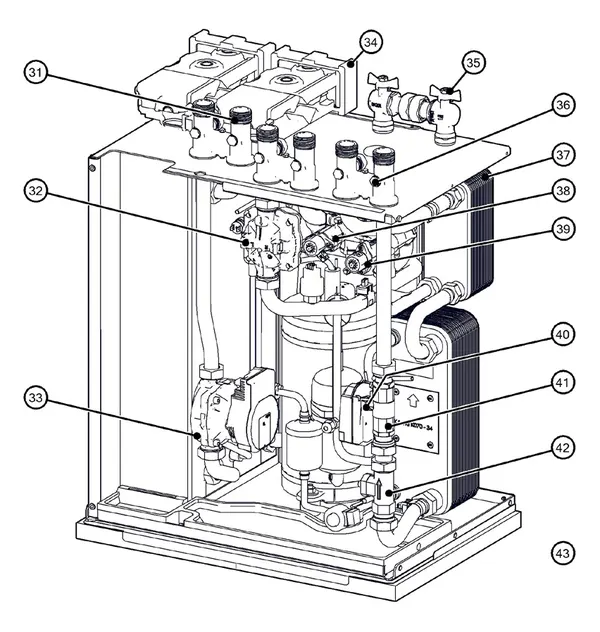 Exploded view Itho Daalderop 5e generatie WPU 25-C (03-00688): Hydraulisch