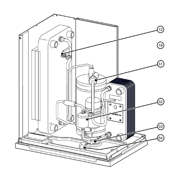 Exploded view Itho Daalderop 5e generatie WPU 25-C (03-00688): Koelzijdig