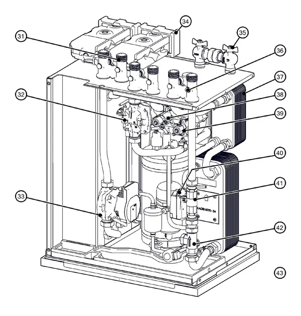 Exploded view Itho Daalderop 5e generatie WPU 35-C (03-00689): Hydraulisch