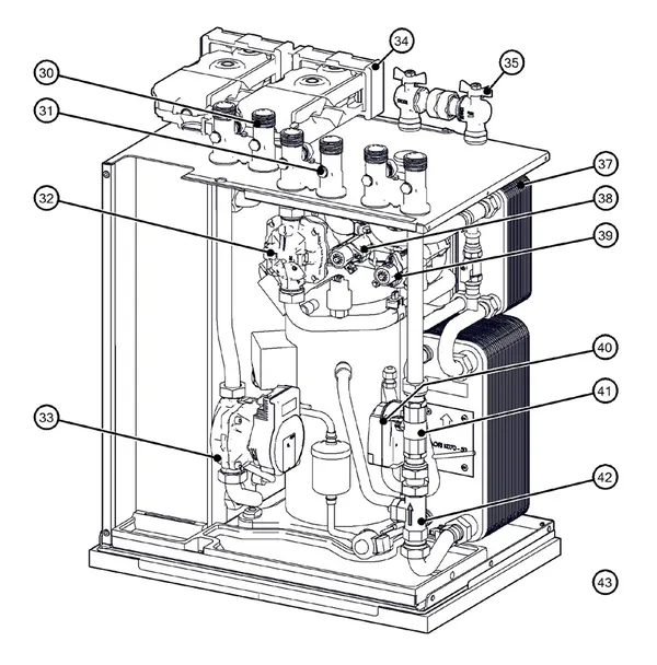 Exploded view Itho Daalderop 5e generatie WPU 55-C (03-00691): Hydraulisch
