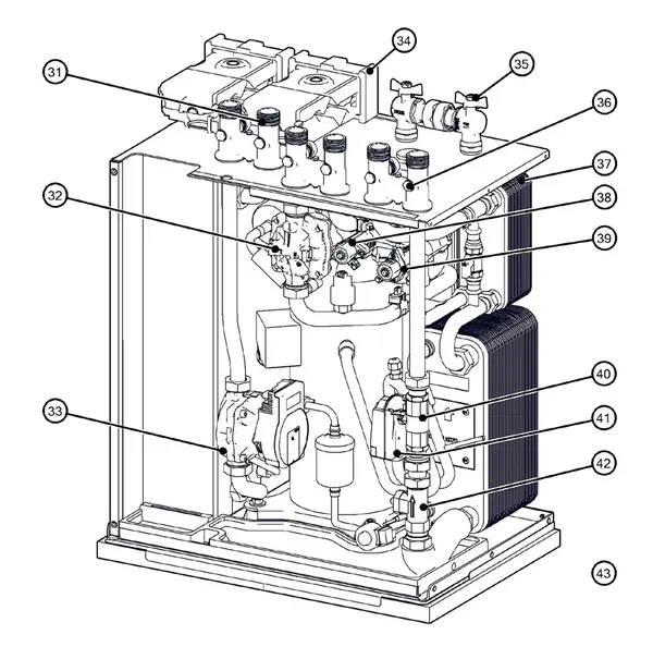 Exploded view Itho Daalderop 5e generatie WPU 65-C (03-00692): Hydraulisch