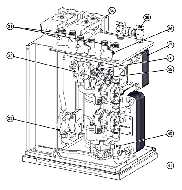 Exploded view Itho Daalderop 5e generatie WPU 35-KC (03-00695): Hydraulisch