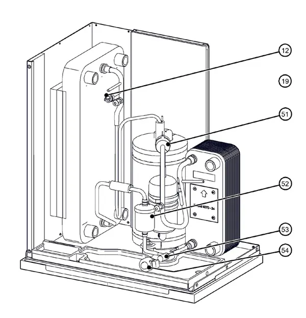 Exploded view Itho Daalderop 5e generatie WPU 35-KC (03-00695): Koelzijdig