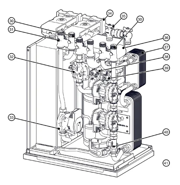 Exploded view Itho Daalderop 5e generatie WPU 35-E (03-00701): Hydraulisch