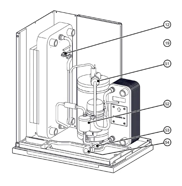 Exploded view Itho Daalderop 5e generatie WPU 35-E (03-00701): Koelzijdig