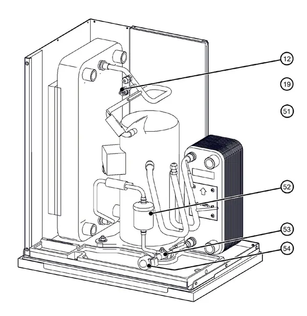 Exploded view Itho Daalderop 5e generatie WPU 45-E (03-00702): Koelzijdig