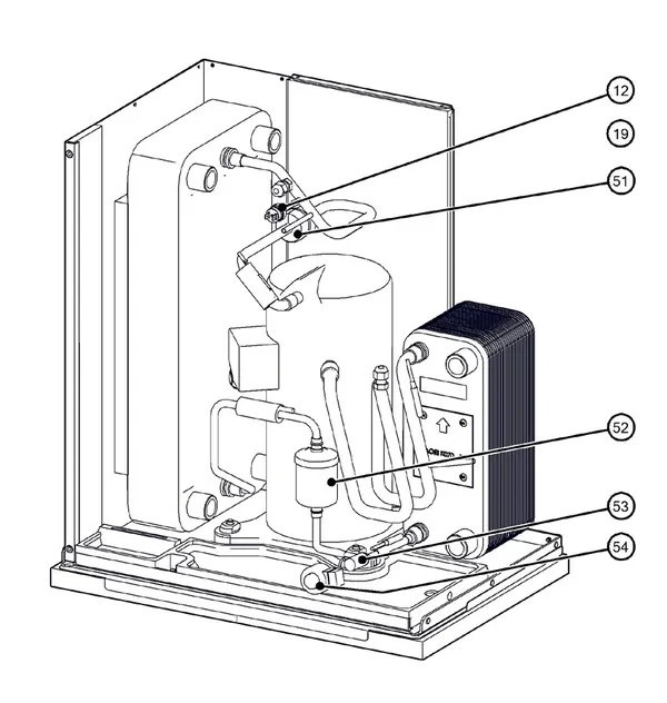 Exploded view Itho Daalderop 5e generatie WPU 55-E (03-00703): Koelzijdig