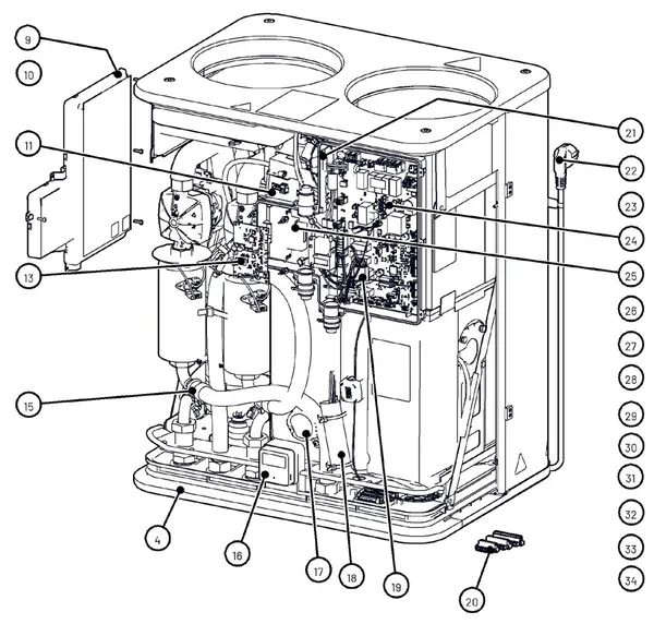 Exploded view Itho Daalderop Vincent Hybride (03-00863): Elektronica en sensoren
