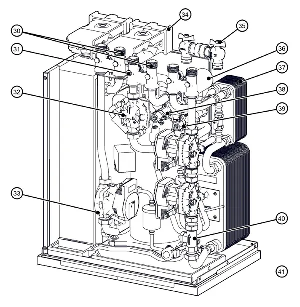 Exploded view Itho Daalderop 5e generatie WPU 65-GE (03-00757): Hydraulisch