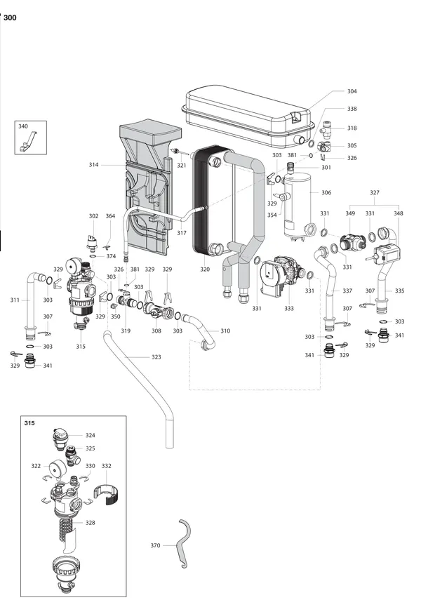 Exploded view Atag Energion IDU WH S 80: Hydraulische componenten
