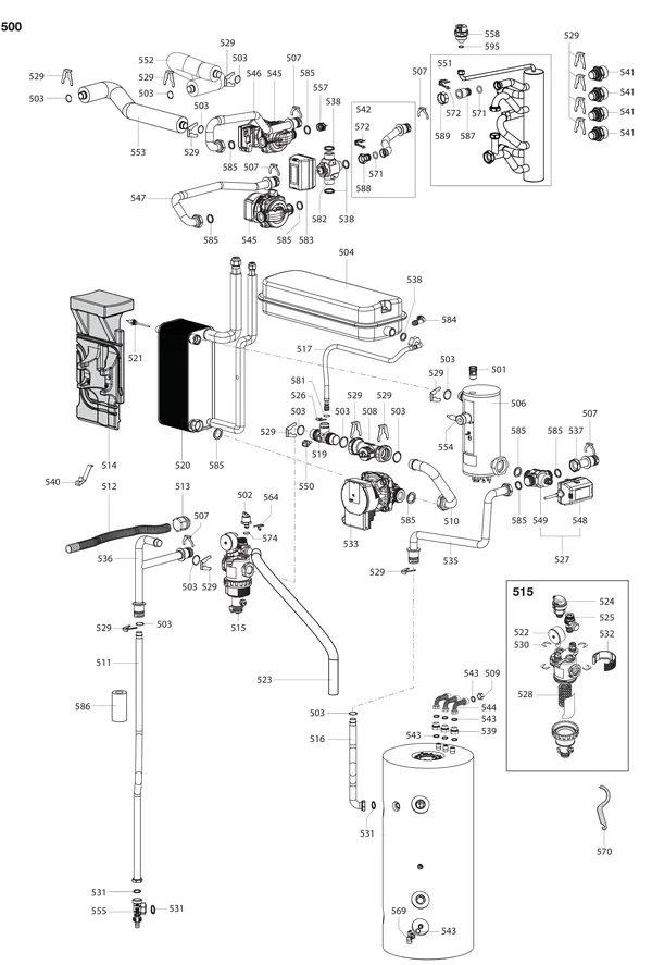 Exploded view Atag Energion IDU S F 40-50 2Z: Hydraulische componenten