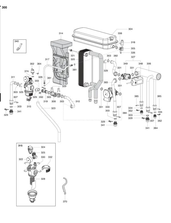 Exploded view Atag Energion IDU S Hybrid 80: Hydraulische componenten
