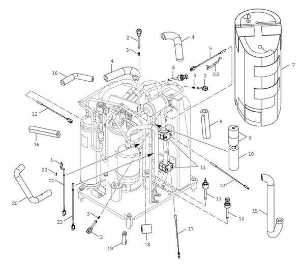 Exploded view Bosch Compress 5800i AWR dakmodel (CS5800iAWR 7 OR-S): Koelmiddelcircuit