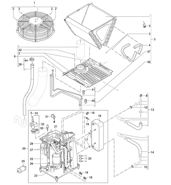 Exploded view Bosch Compress 5800i AWR dakmodel (CS5800iAWR 7 OR-S): Ventilator verdamper