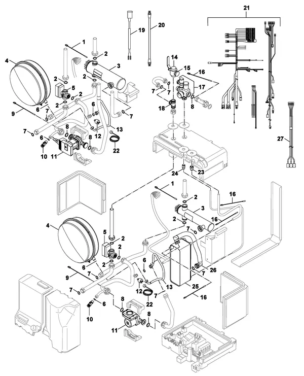 Exploded view Nefit (Bosch) IDU Split 2-6 T: Ketelblok