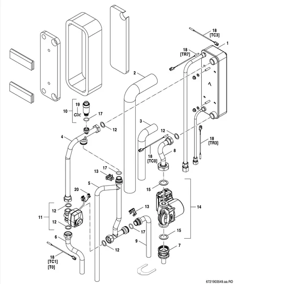 Exploded view Bosch Compress Hybrid 3000i AWS (HC3000iAW 6 I): Hydrauliek split