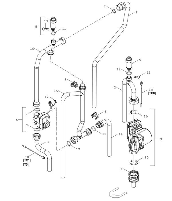 Exploded view Bosch Compress Hybrid 7000i AW (HC7000iAW 9 I): Hydrauliek mono