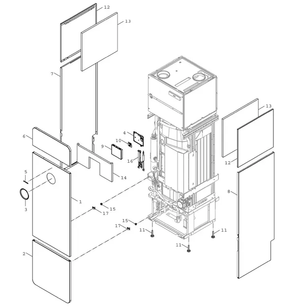 Exploded view Bosch Compress 3800i EW (CS3800IEW 9): Toestelmantel