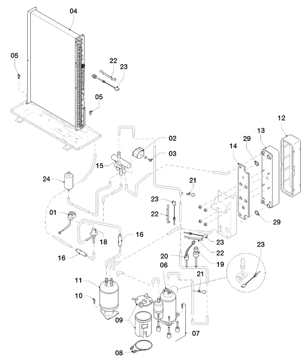 Exploded view Vaillant aroTHERM VWL 155/2 A 400V: Delen koudecircuit