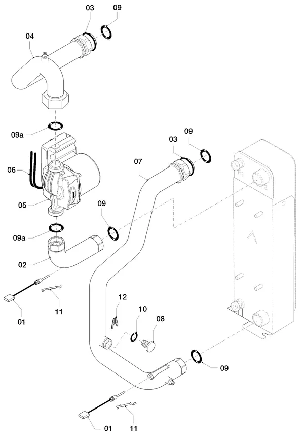 Exploded view Vaillant aroTHERM VWL 155/2 A 400V: Hydraulische delen