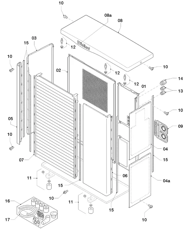Exploded view Vaillant aroTHERM VWL 155/2 A 400V: Manteldelen