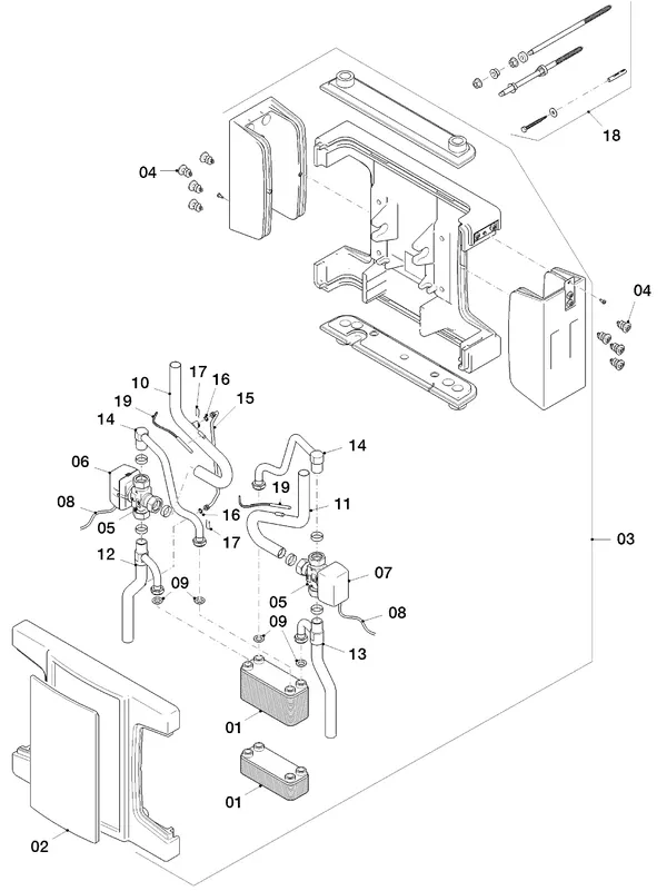 Exploded view Vaillant flexoTHERM VWF 57/4: Wisselaar