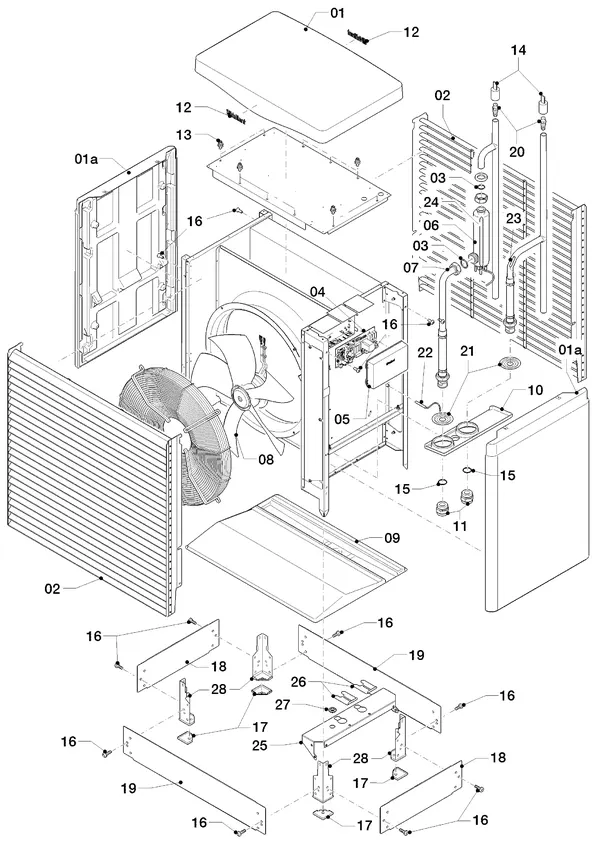 Exploded view Vaillant flexoTHERM VWF 157/4: Buitenunit