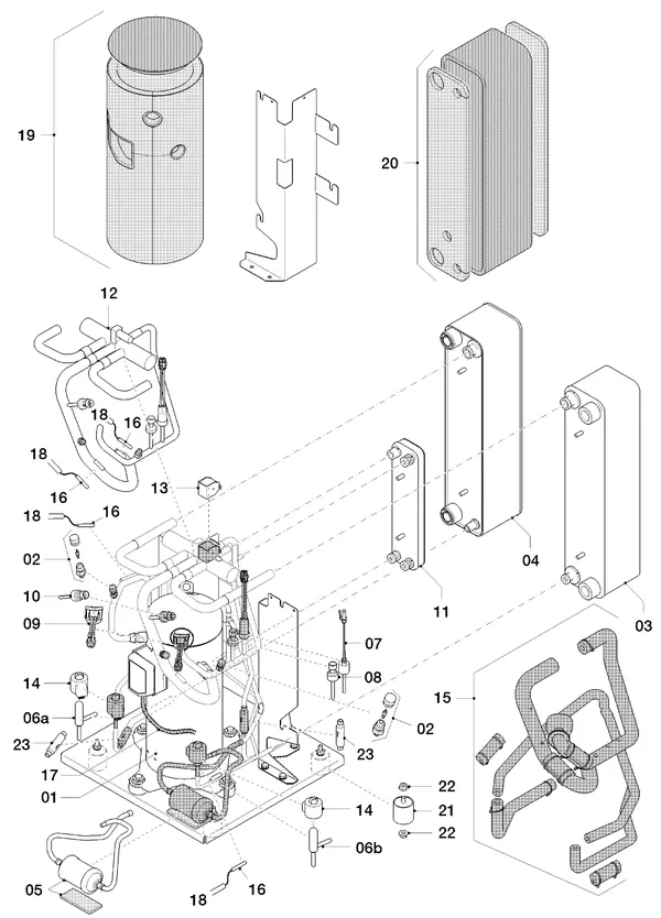 Exploded view Vaillant flexoTHERM VWF 197/4: Refrigerant circuit