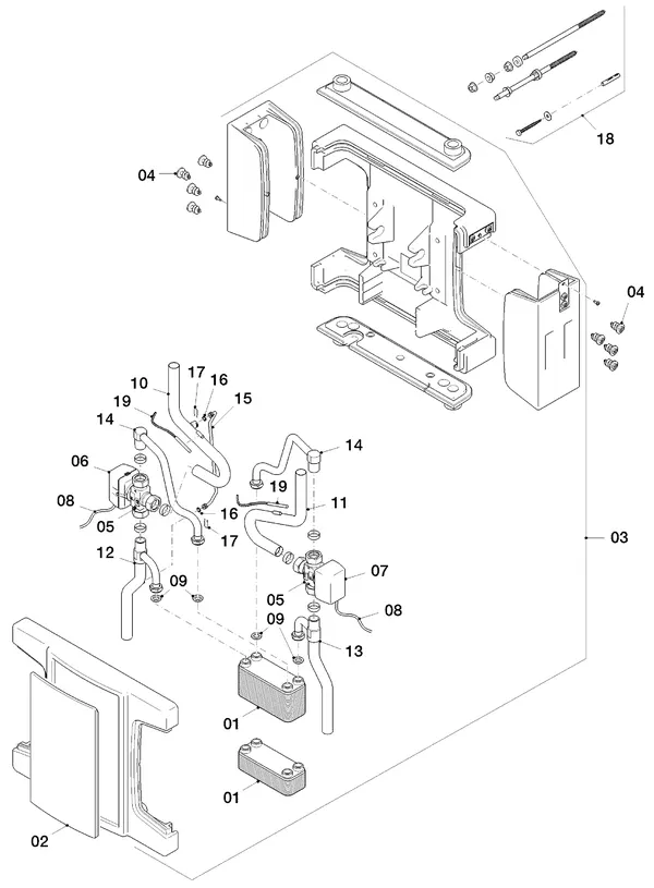Exploded view Vaillant flexoTHERM VWF 58/4: Wisselaar