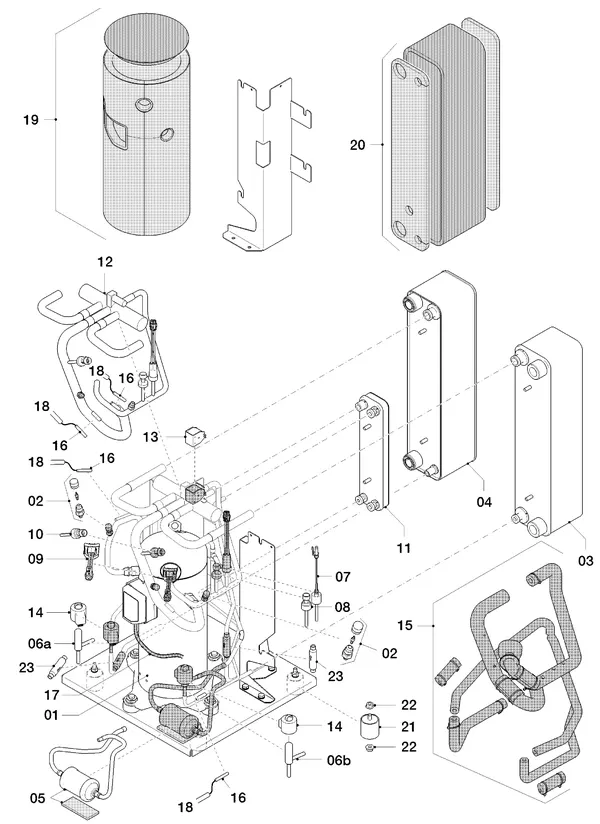 Exploded view Vaillant flexoTHERM VWF 88/4: Refrigerant circuit