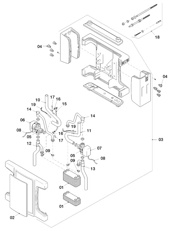 Exploded view Vaillant flexoTHERM VWF 88/4: Wisselaar