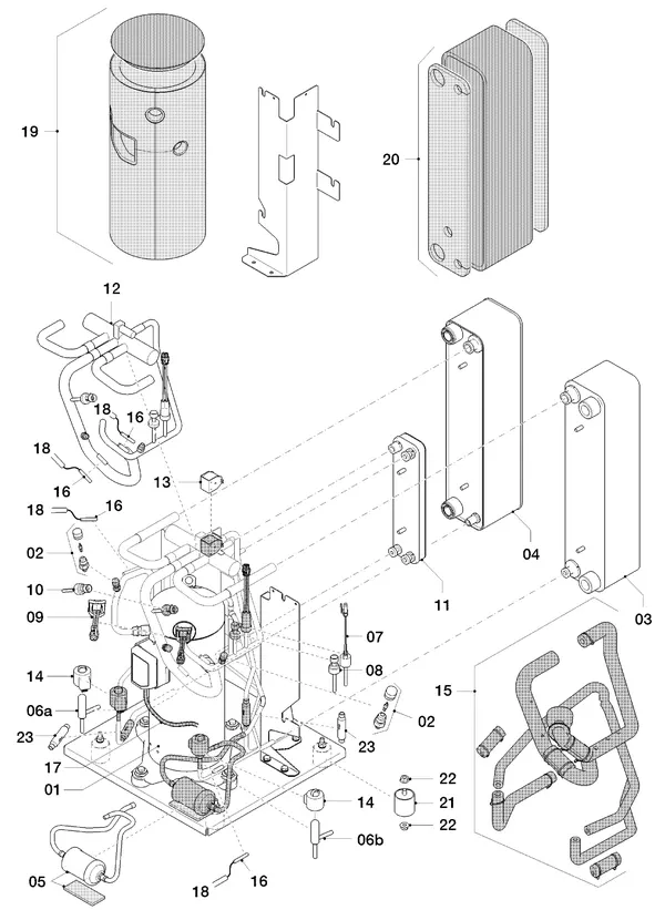 Exploded view Vaillant flexoTHERM VWF 118/4: Refrigerant circuit