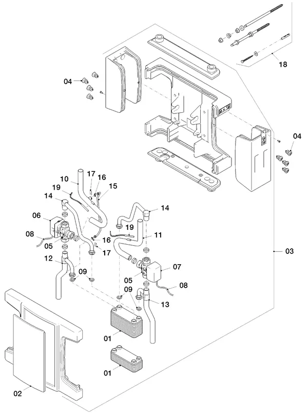 Exploded view Vaillant flexoTHERM VWF 118/4: Wisselaar