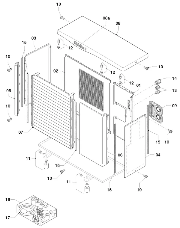 Exploded view Vaillant aroTHERM VWL 55/3 A 230V: Manteldelen
