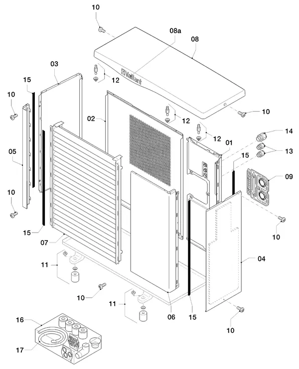Exploded view Vaillant aroTHERM VWL 85/3 A 230V: Manteldelen
