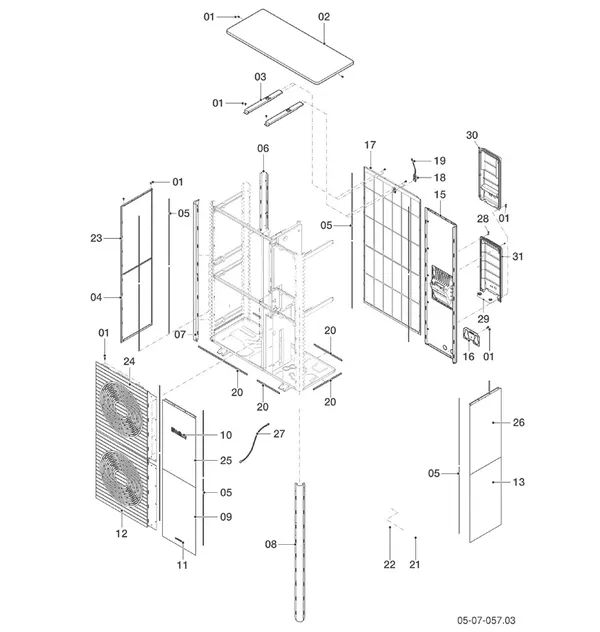Exploded view Vaillant aroTHERM VWL 125/6 A 400V: Manteldelen