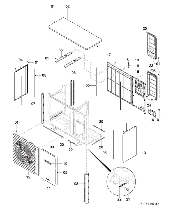 Exploded view Vaillant aroTHERM VWL 35/6 A: Manteldelen