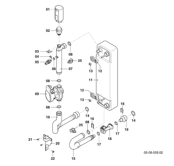 Exploded view Vaillant aroTHERM VWL 65/6 A: Hydraulische delen