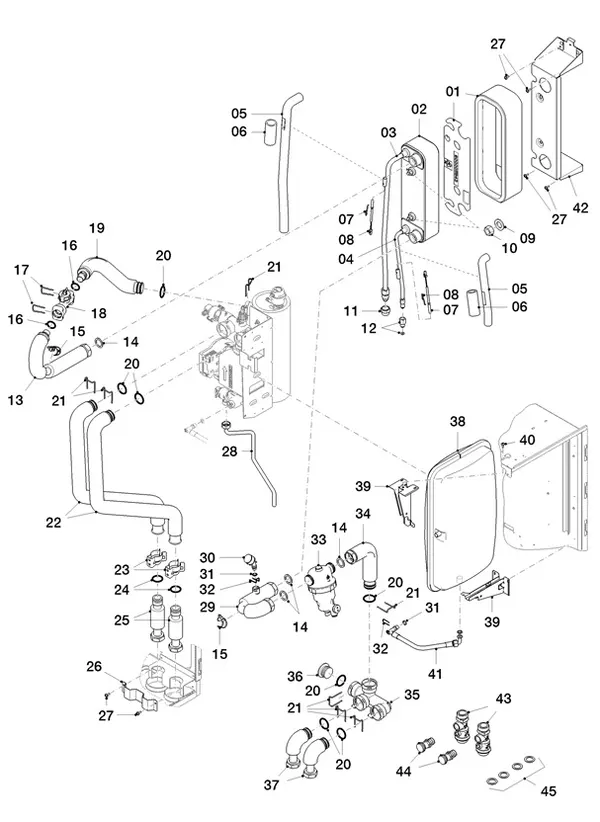 Exploded view Vaillant aroTHERM Split plus VWL 77/8.2 IS S1: Hydraulische delen