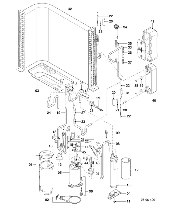 Exploded view Vaillant aroTHERM Pro VWL 55/7.1 A 230V: Koudecircuit