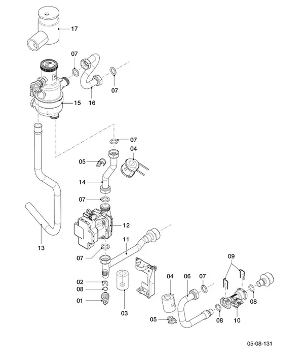 Exploded view Vaillant aroTHERM Pro VWL 75/7.1 A 230V: Hydraulische delen