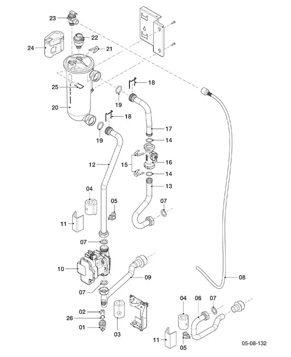Exploded view Vaillant aroTHERM Pro VWL 115/7.1 A 400V: Hydraulische delen