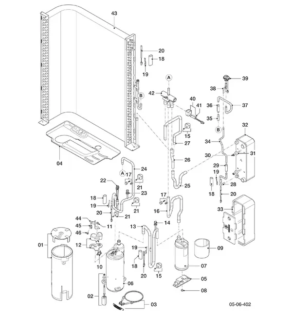 Exploded view Vaillant aroTHERM Pro VWL 115/7.1 A 400V: Koudecircuit