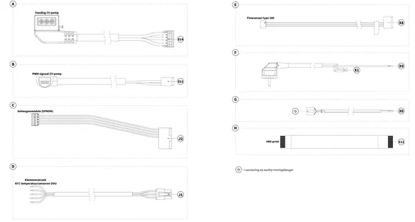 Exploded view Intergas Xtend Mono binnenunit: Bedrading